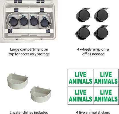 SportPet Designs Plastic Kennels Rolling Plastic Airline Approved Wire Door Travel Dog Crate, XXX-Large, Gray