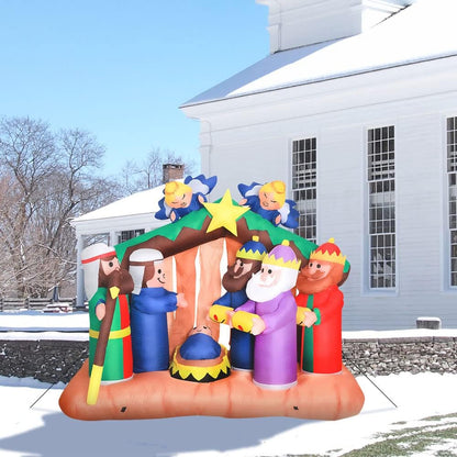 Farm 20ft. Tall Pre-Lighted Christmas Inflatable | Happy Snowman with RGB Lights and Storage Bag | Outdoor Holiday Amplified Holiday Celebration Party Decoration