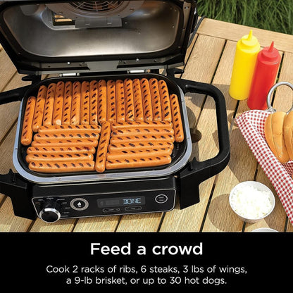 Professional Outdoor Grill and Smoker, Built-in Thermometer, 7-in-1 main grill, BBQ Smoker, Air Fryer, Bake, Bake, dehydrate, Grill, Firewood Pellet, Portable, electric (updated)