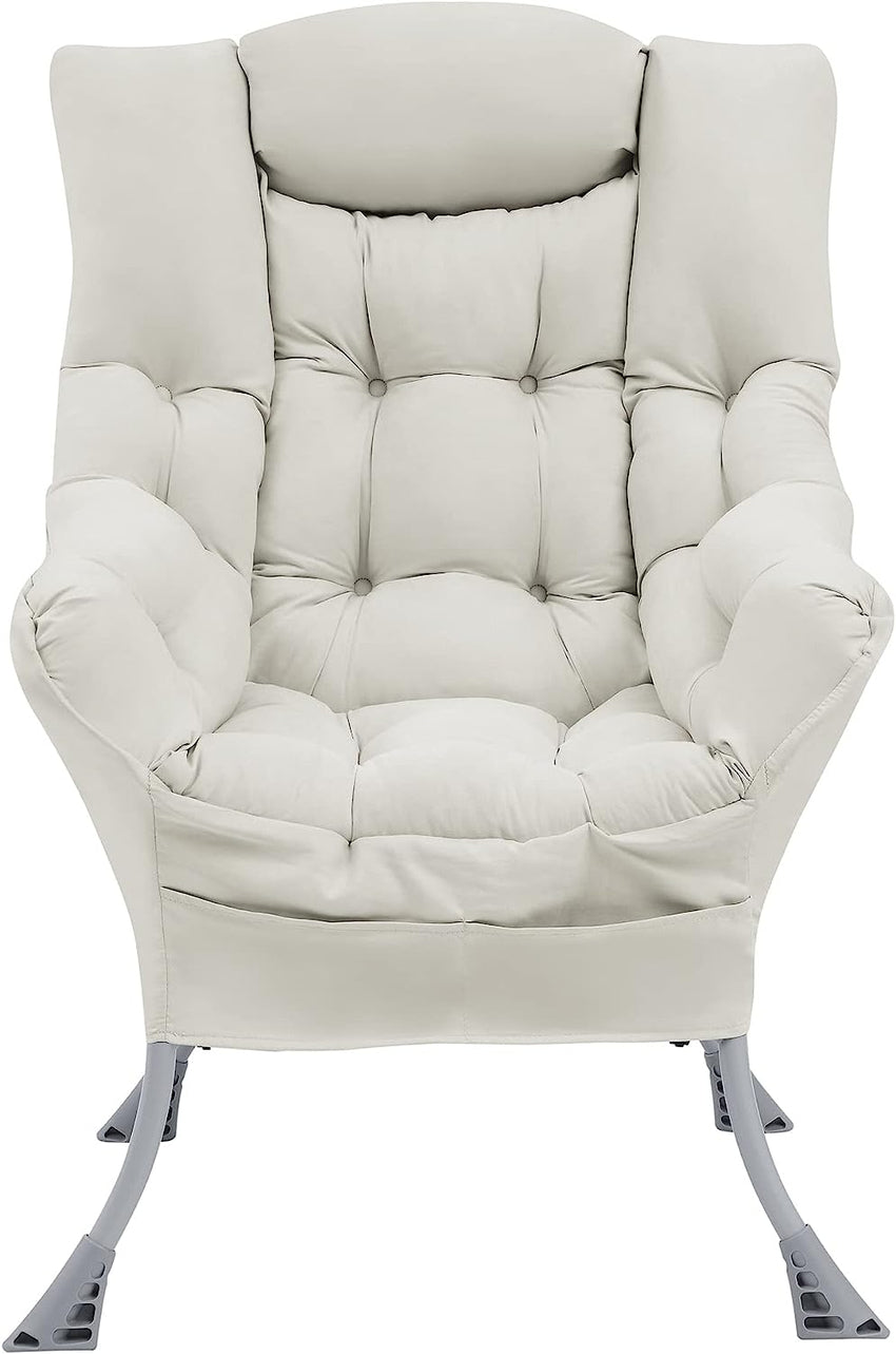 Living and More High Back Sofa Chair, Modern Fabric Lazy Chair, Accent Contemporary Lounge Chair, Cool Grey