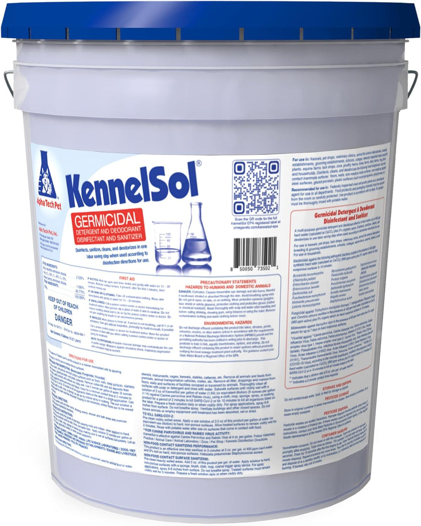 1-Step Kennel Cleaner - EPA Registered Liquid Concentrate Disinfectant and Deodorizer, Effective Against Bacteria and Viruses - 5 Gallons by Alpha Tech Pet
