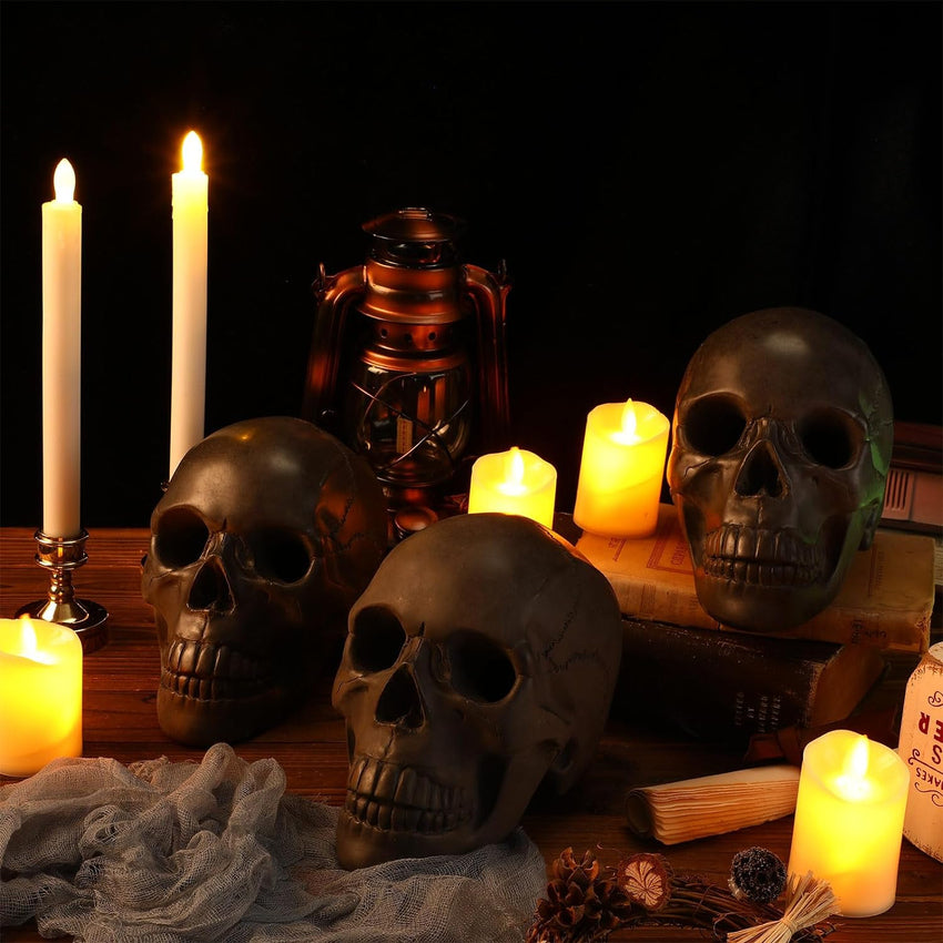 4-Pack Fire Pit Skull Dummy Skull Halloween Decoration