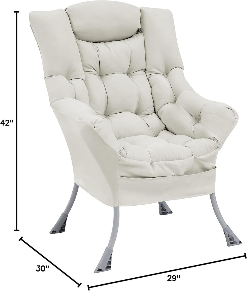 Living and More High Back Sofa Chair, Modern Fabric Lazy Chair, Accent Contemporary Lounge Chair, Cool Grey